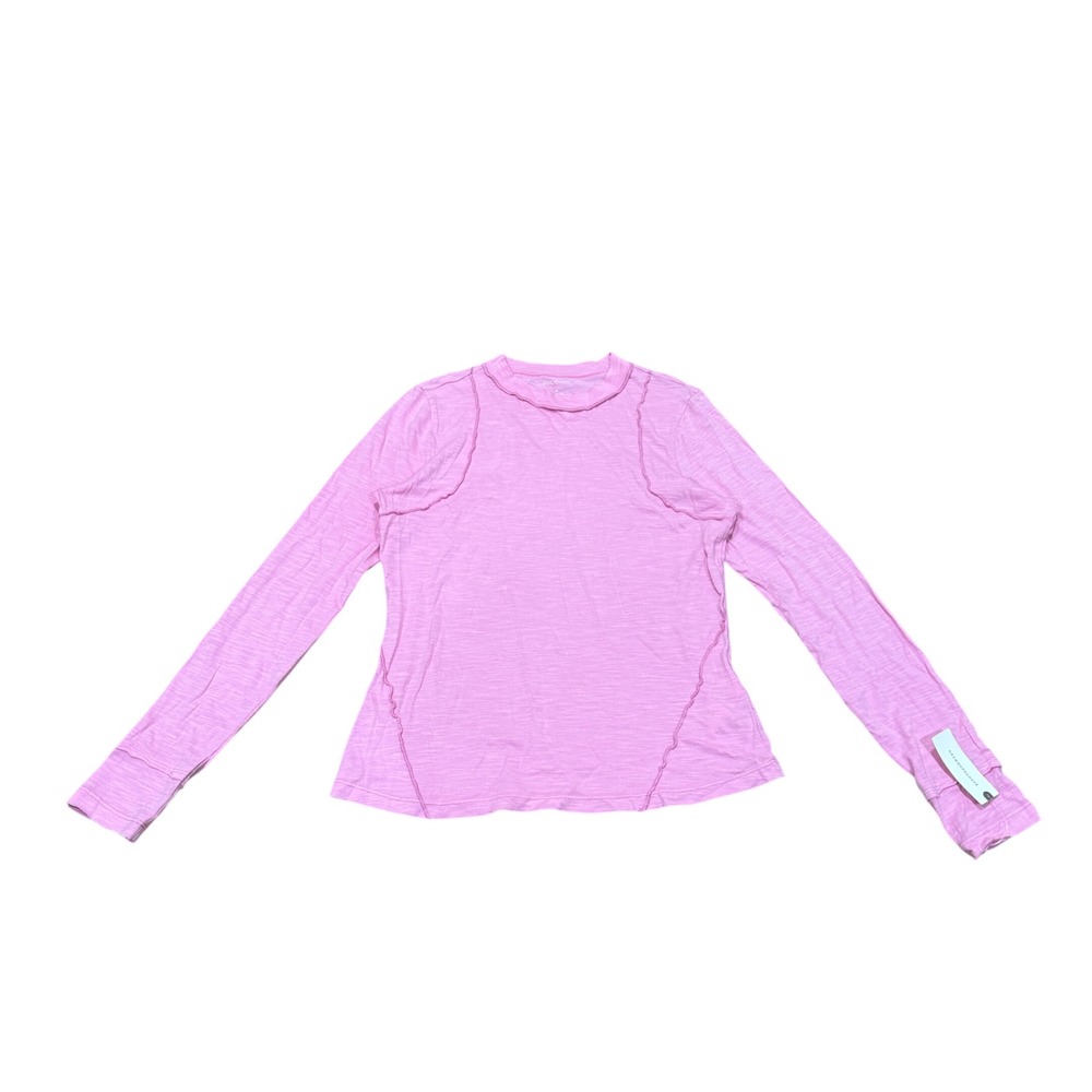 Anthropologie Pilcro Reconstructed Racer Tee Hot Pink Long Sleeve Size M NWT